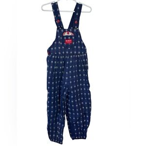 Osh Kosh Vintage Floral Navy Bow on Back Pants Button Closure Size 5 100% Cotton